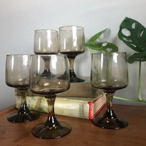 Vintage Libbey Smoked Wine Glasses